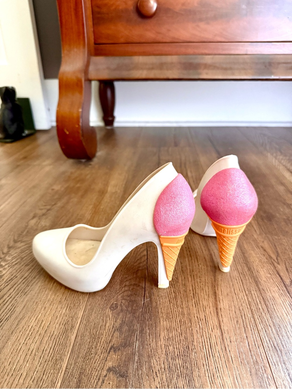 Karl Lagerfeld x Melissa White Pump with Pink Ice Cream Detail Heel